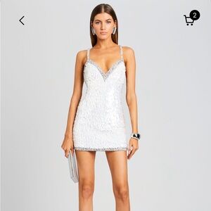 Ivanna Feather Sequin Dress